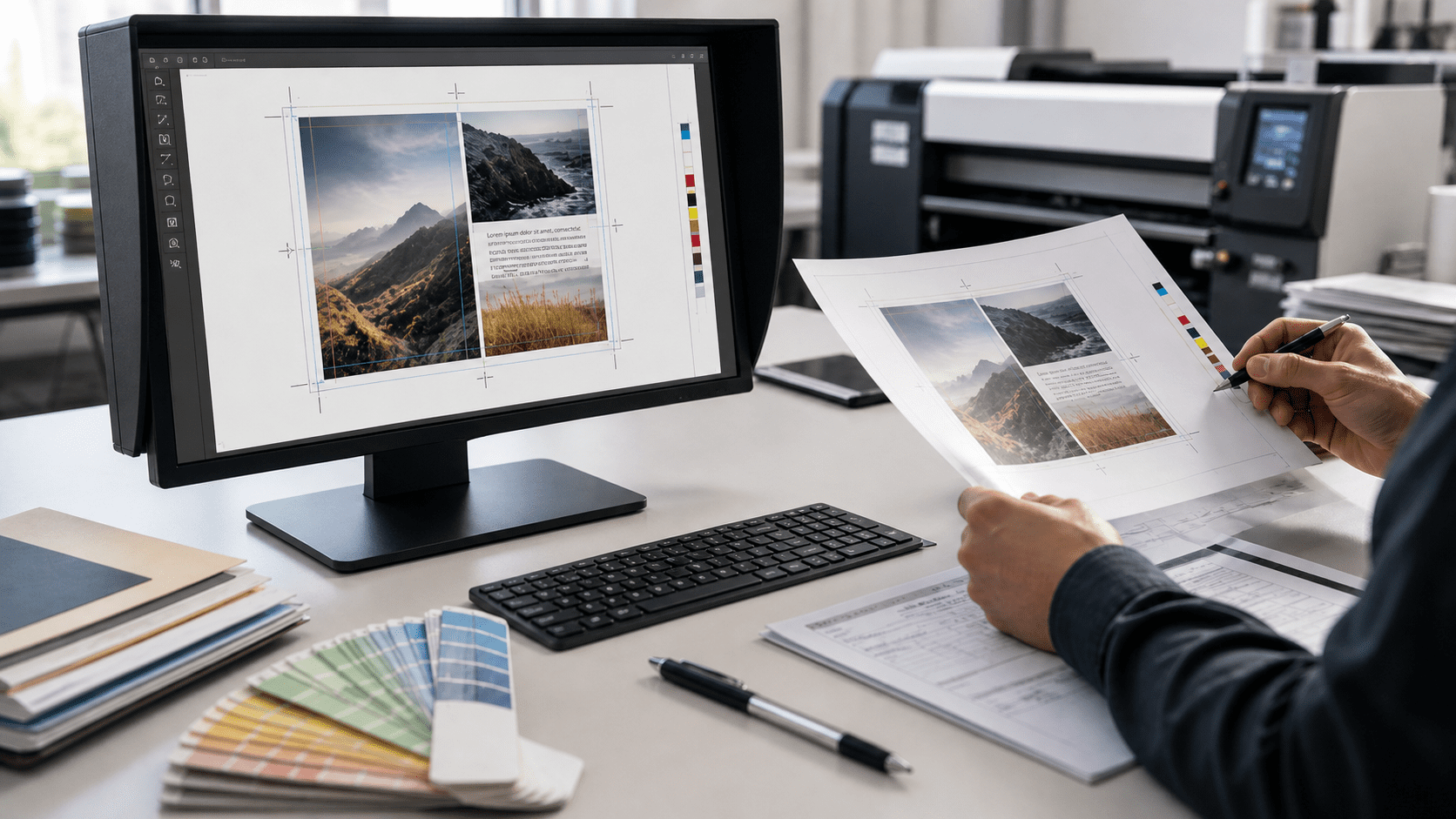 Nyomdai anyagleadás előtti PDF ellenőrzés színhelyes monitoron